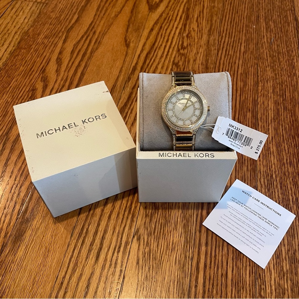 Michael Kors women’s 38 mm Kerry Pavé- embellished gold-tone watch MK3312. New - Picture 2 of 7